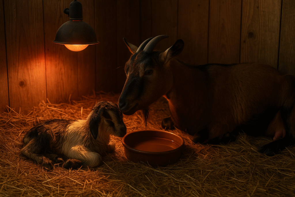 A_photograph_captures_a_mother_goat_and_her_one