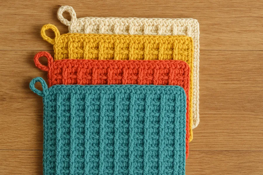 crochet dish cloth with hanging loop 3