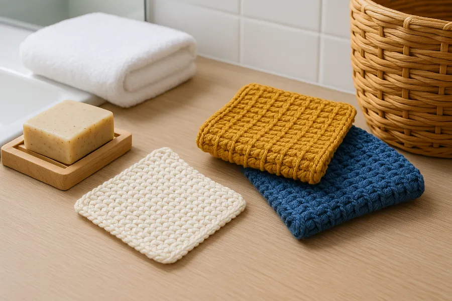 crochet dish cloth with hanging loop