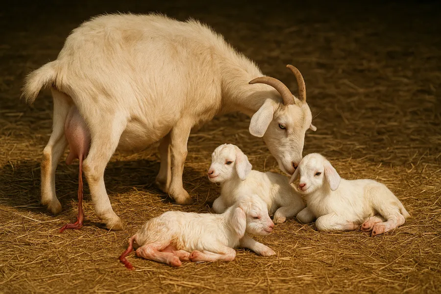 A_photograph_captures_a_mother_goat_giving_birth_t
